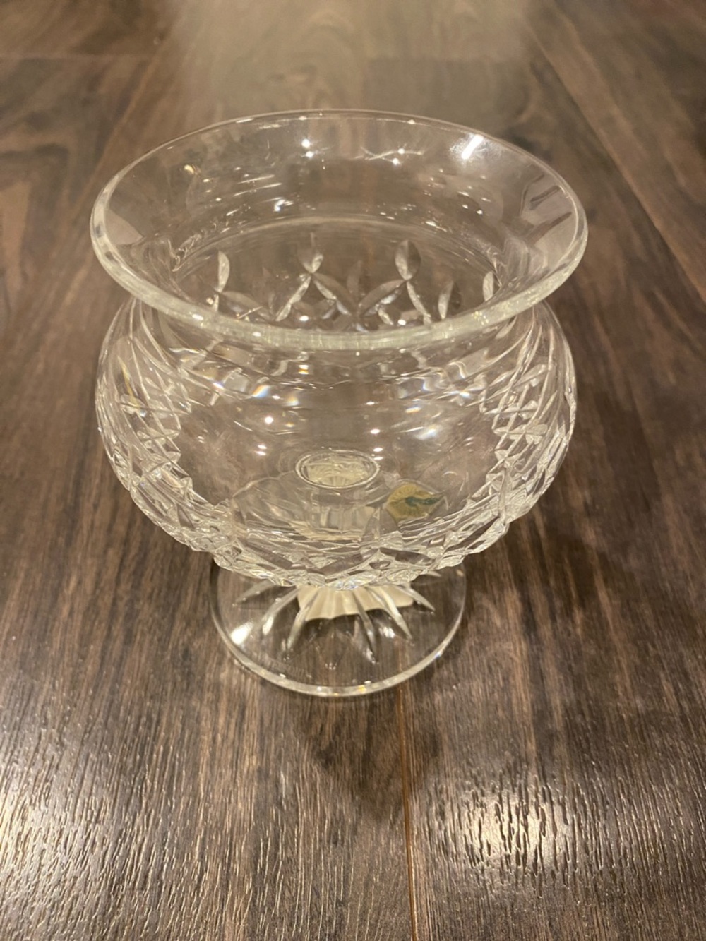 Clear Cut-Glass Pedestal Vase -